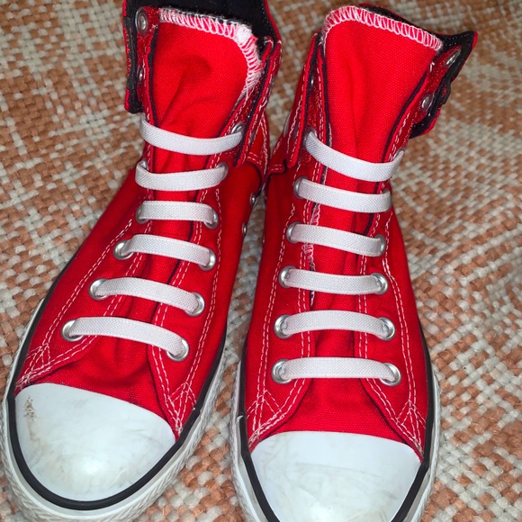 red velcro converse